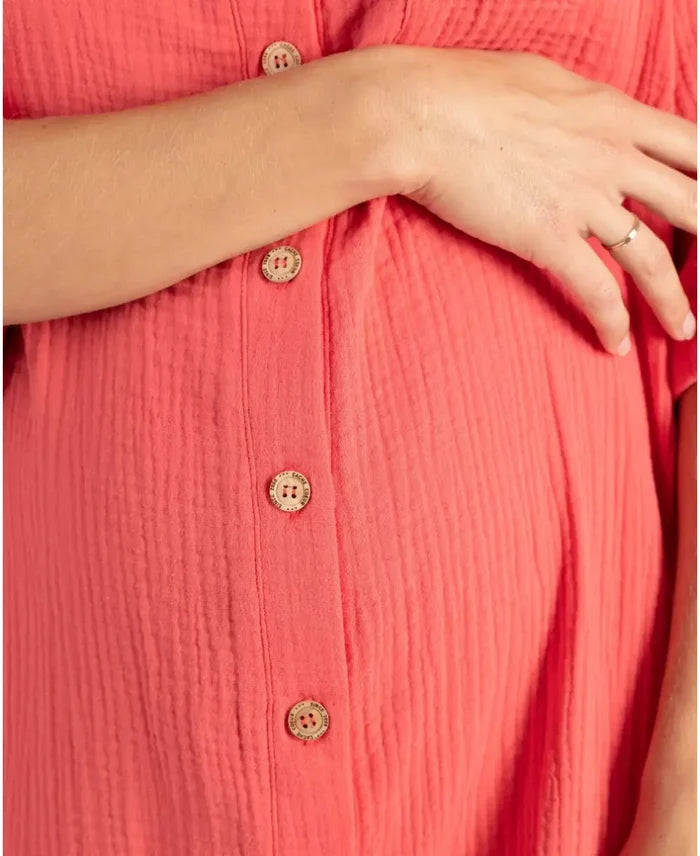 Bertille coral maternity and nursing beach dress