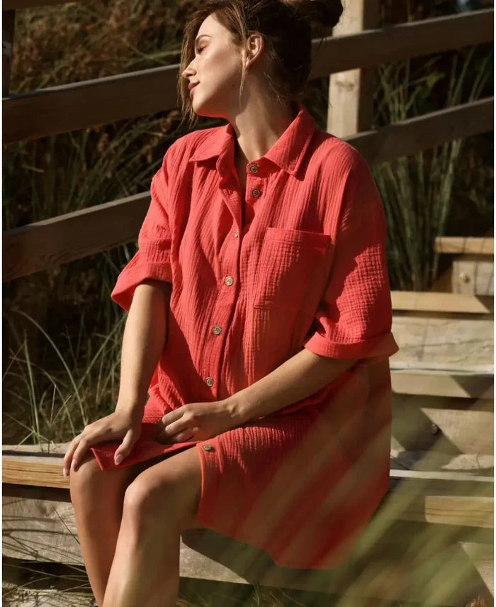 Bertille coral maternity and nursing beach dress