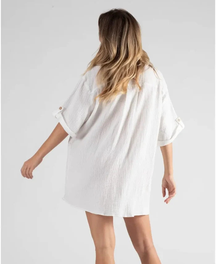 Bertille white maternity and nursing beach dress