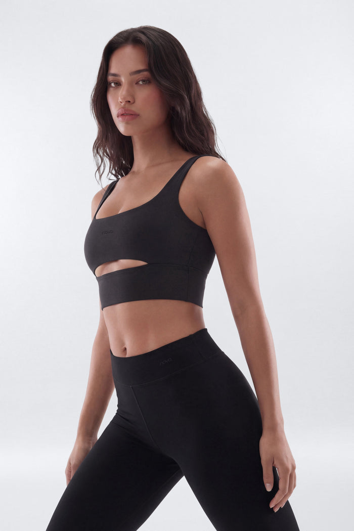 ButterSoft Cut Out Long Line Sports Bra - Black - Premium Fitness & Activewear for Men & Women|UK