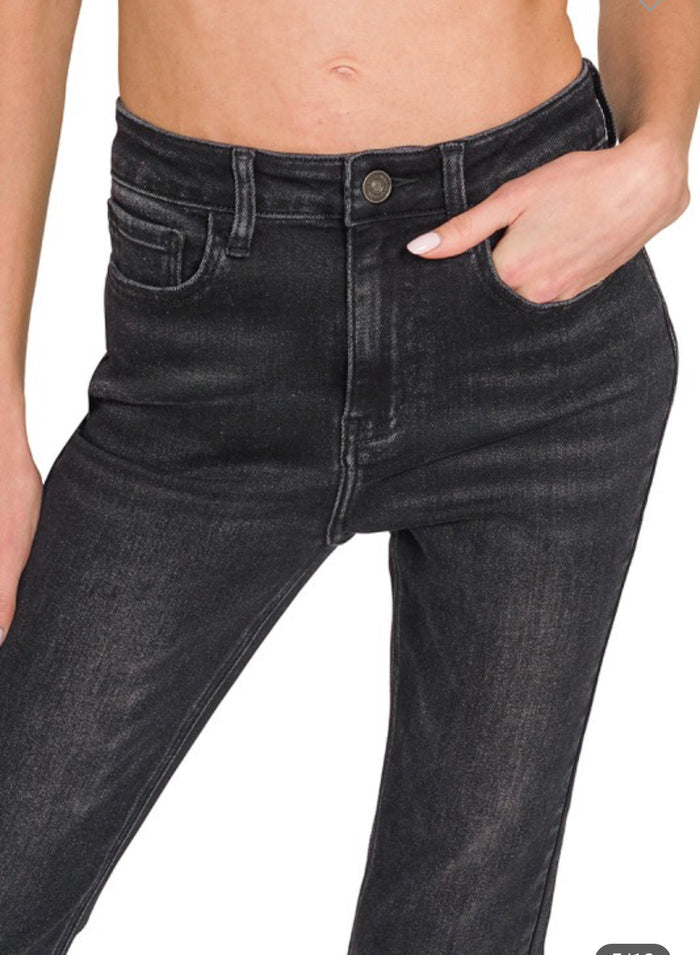 Black Wash Straight Leg Jeans