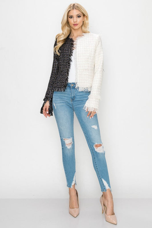 BLACK & WHITE TWEED JACKET