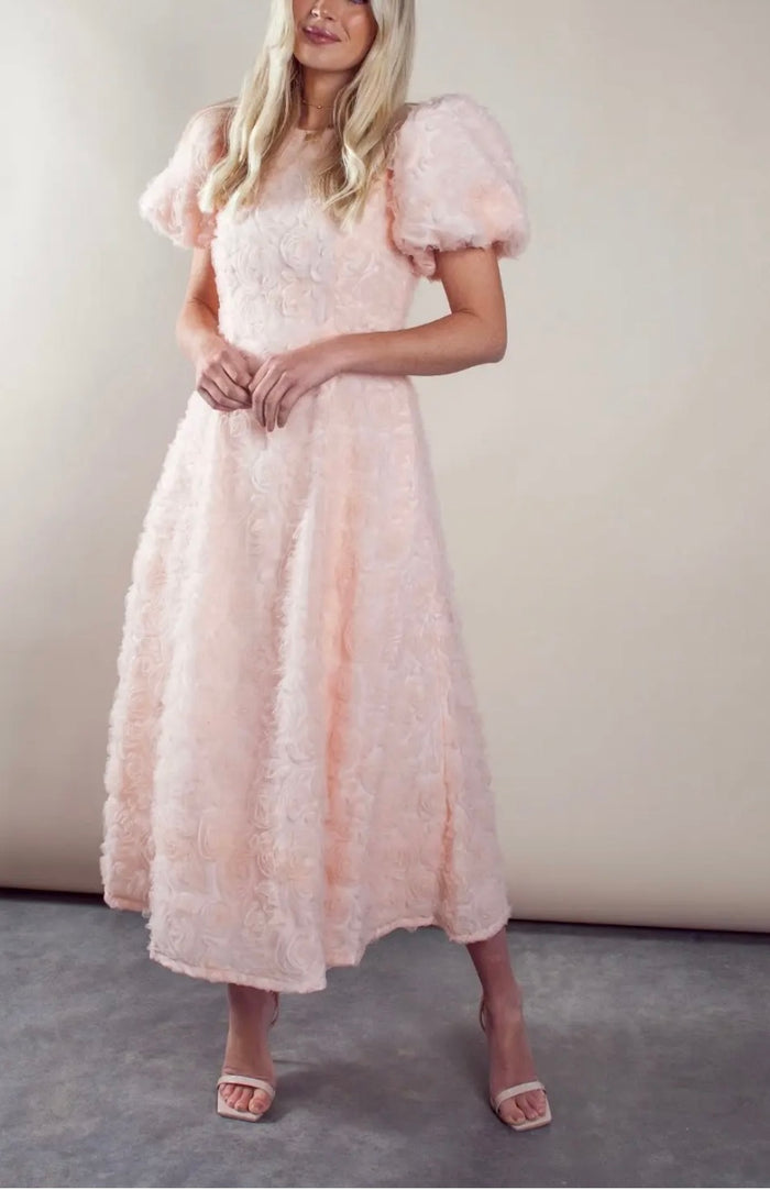Blush Pink Puff Sleeve Dress