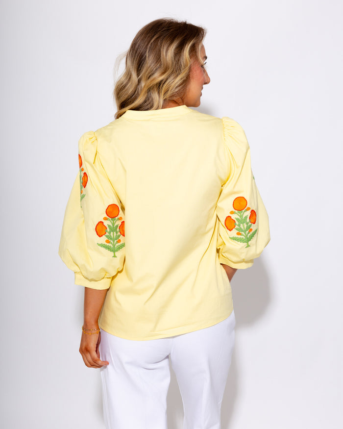 Boho Tassel Tie Embroidered Top