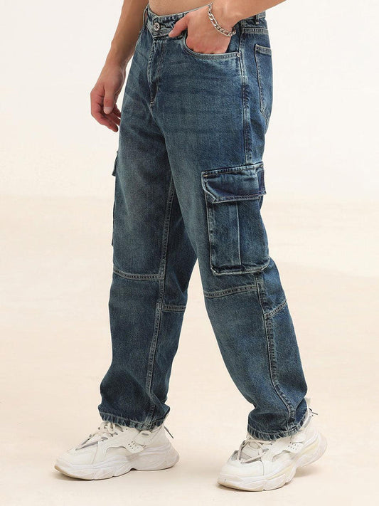 Breeze Denim Cargo Jeans with utitlity pockets
denim cargo pants for men
cargo jeans for men.