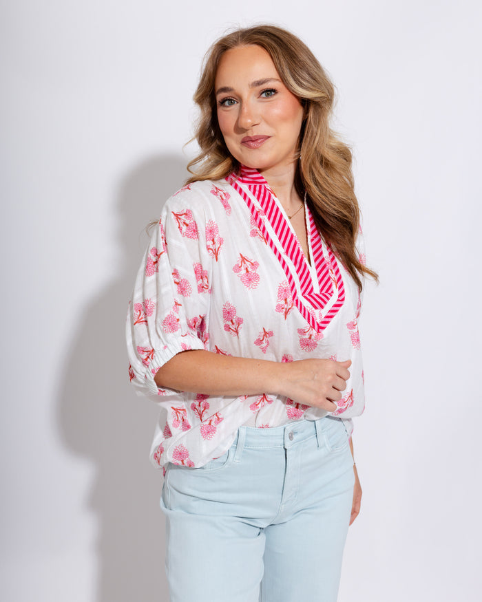 Breezy Botanical Dolman Top in Pink
