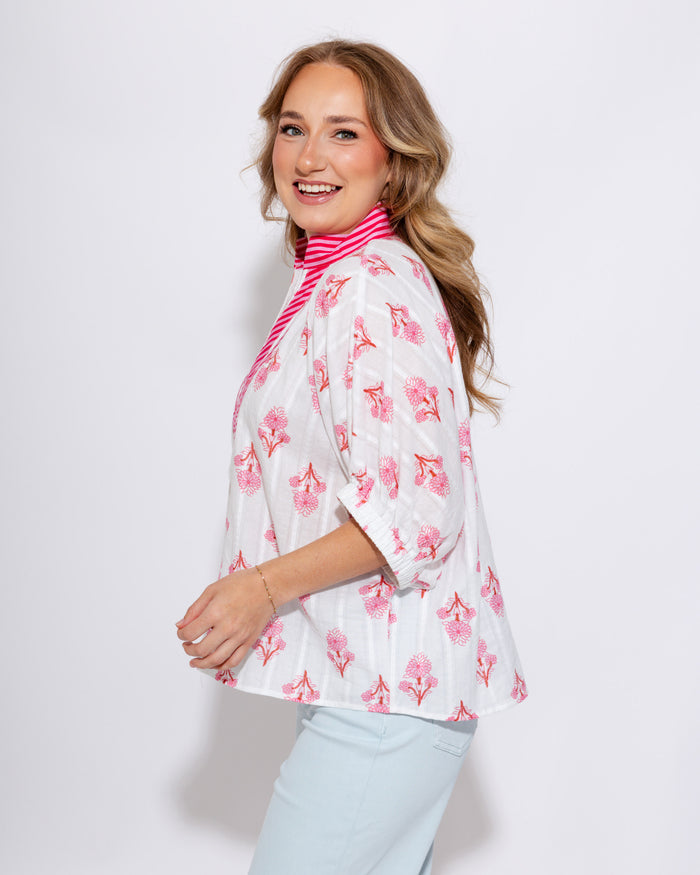 Breezy Botanical Dolman Top in Pink