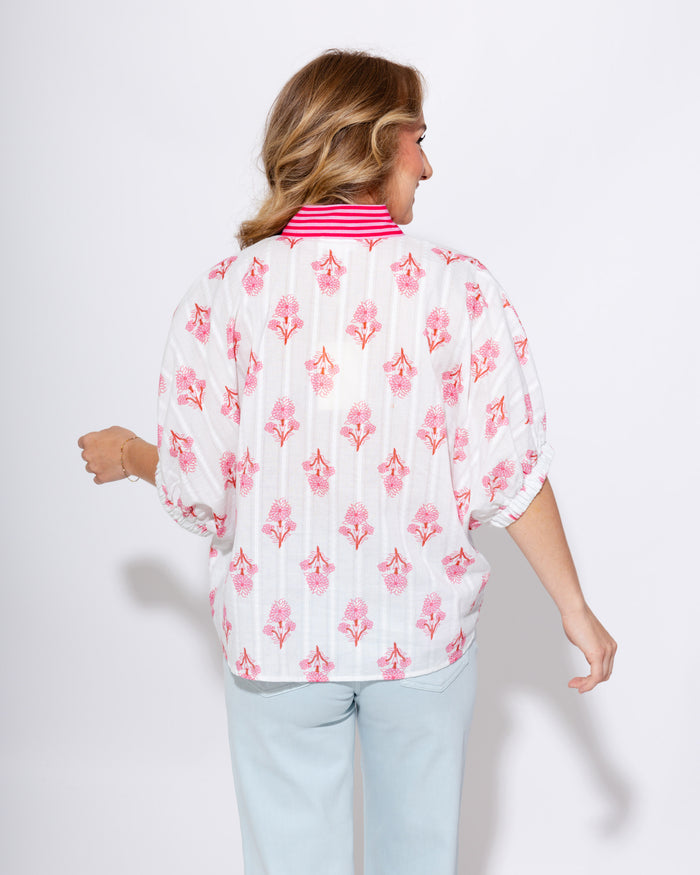 Breezy Botanical Dolman Top in Pink
