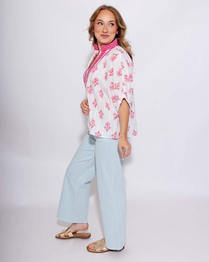 Breezy Botanical Dolman Top in Pink