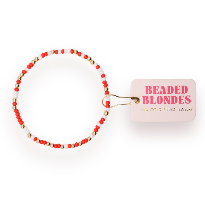 Bright Red and White Sprinkle Bracelet