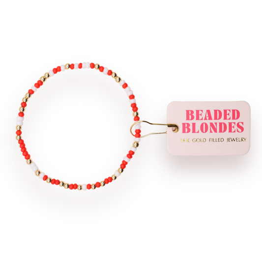 Bright Red and White Sprinkle Bracelet