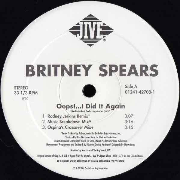 Britney Spears - Oops!...I Did It Again (12") [US] 1st