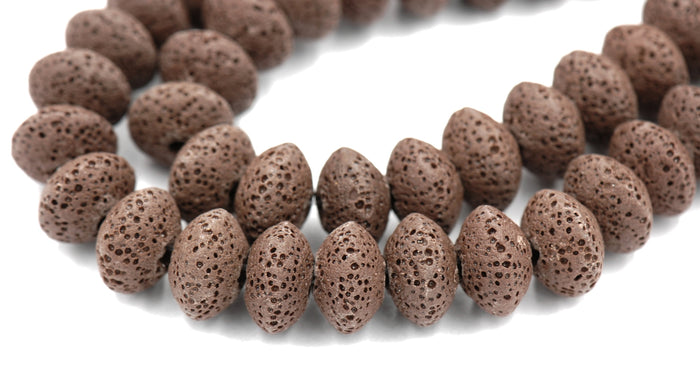 Brown Natural Lava Rondelle 13x8mm Beads - 14.5" strand