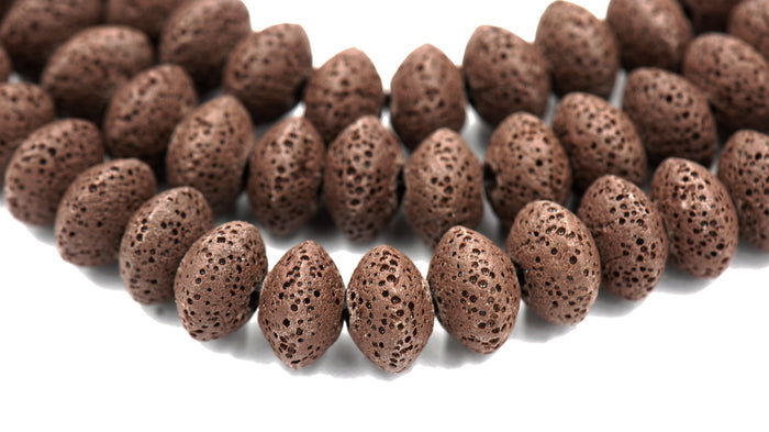 Brown Natural Lava Rondelle 13x8mm Beads - 14.5" strand