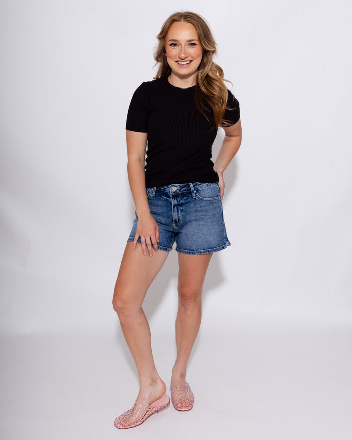 Brushed Rib Tee in Black