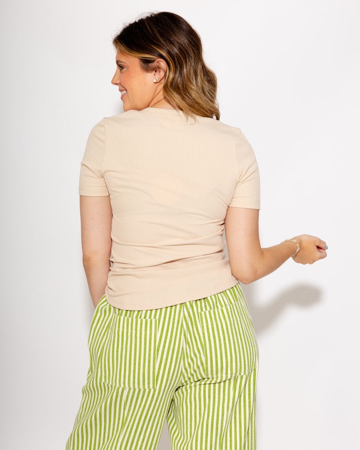 Brushed Rib Tee in Natural