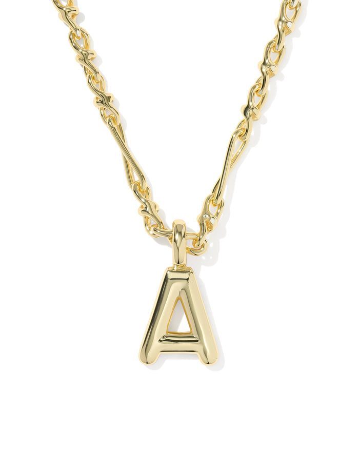 Bubble Letter A Pendant Necklace in Gold