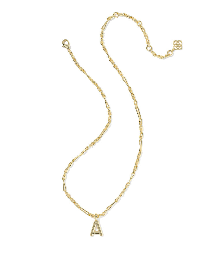 Bubble Letter A Pendant Necklace in Gold