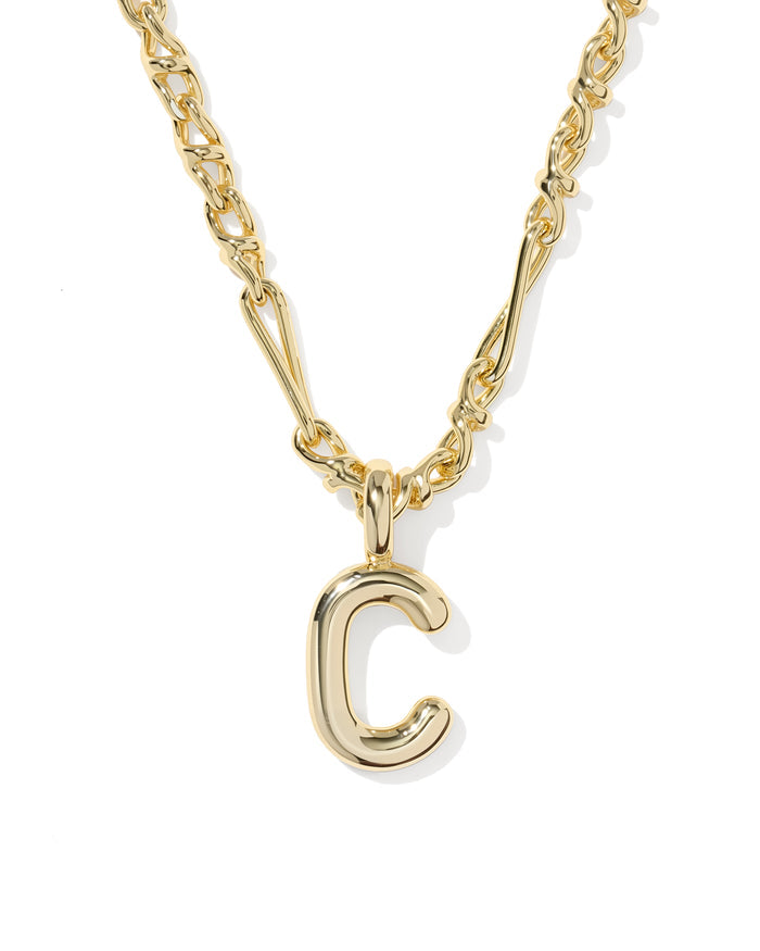 Bubble Letter C Pendant Necklace in Gold