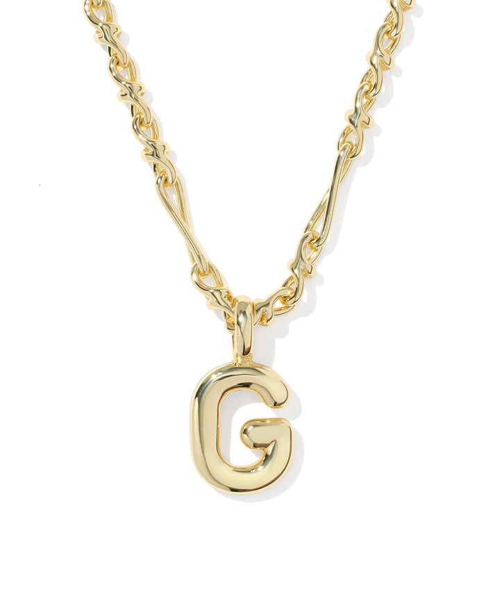 Bubble Letter G Pendant Necklace in Gold