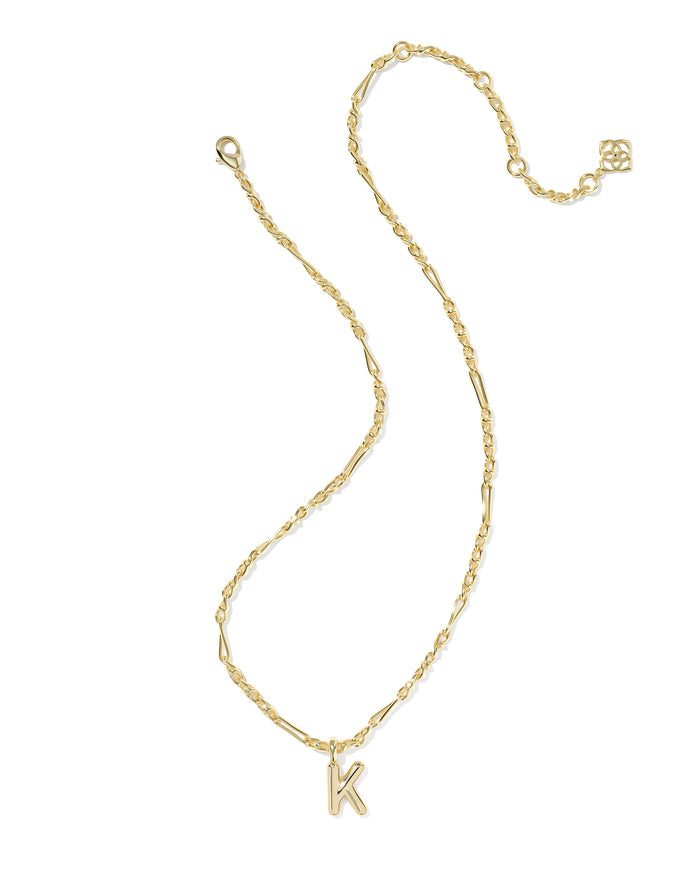 Bubble Letter K Pendant Necklace in Gold