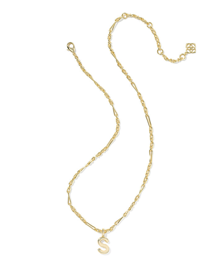 Bubble Letter S Pendant Necklace in Gold