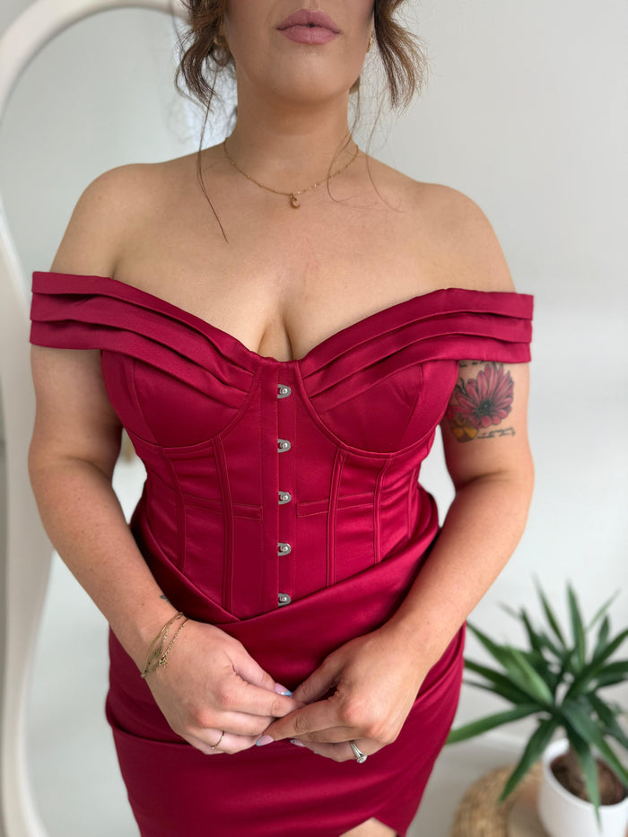 Burgundy Corset Dress
