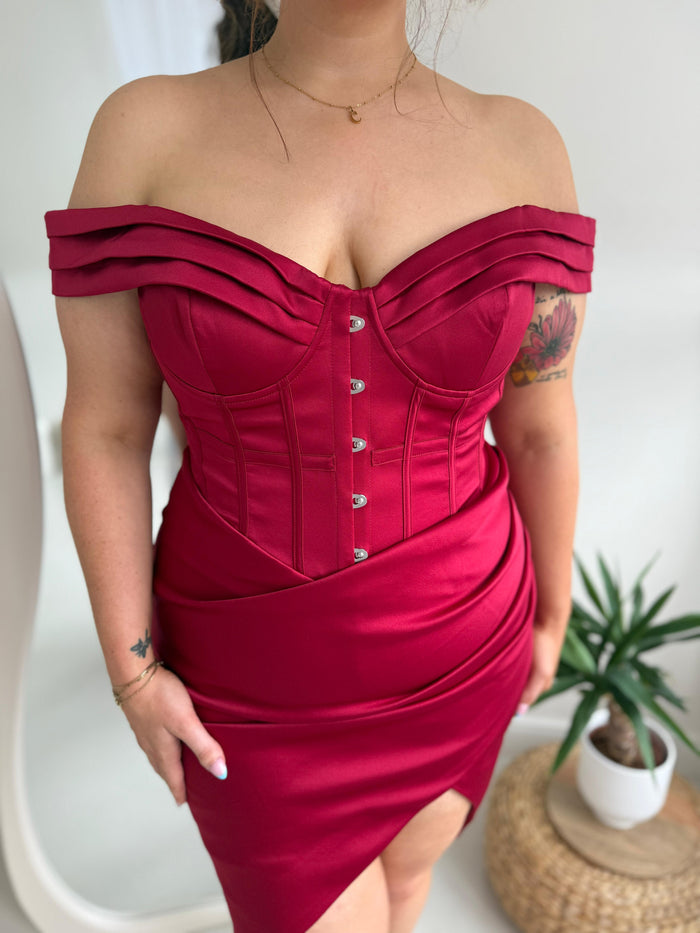 Burgundy Corset Dress