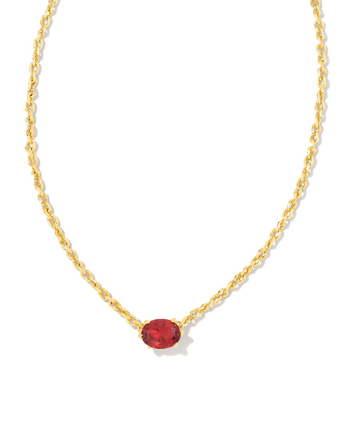 Cailin Crystal Pendant Necklace in Gold Burgundy Crystal