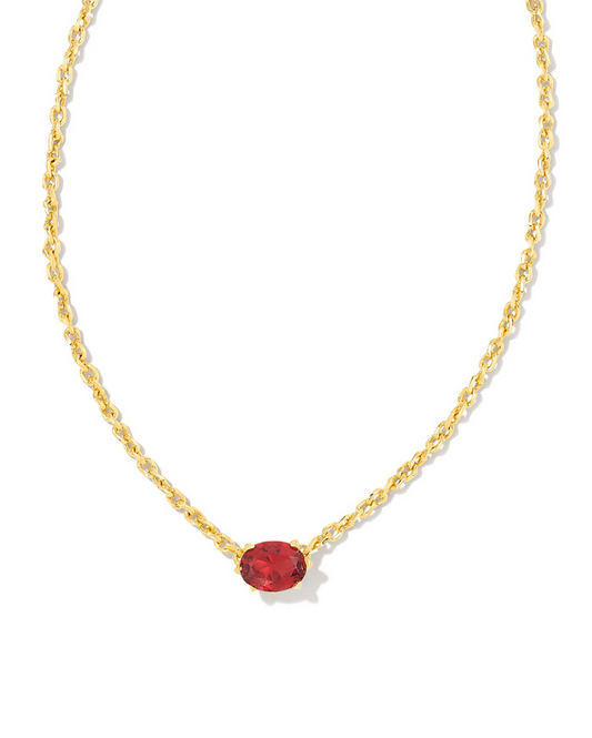 Cailin Crystal Pendant Necklace in Gold Burgundy Crystal