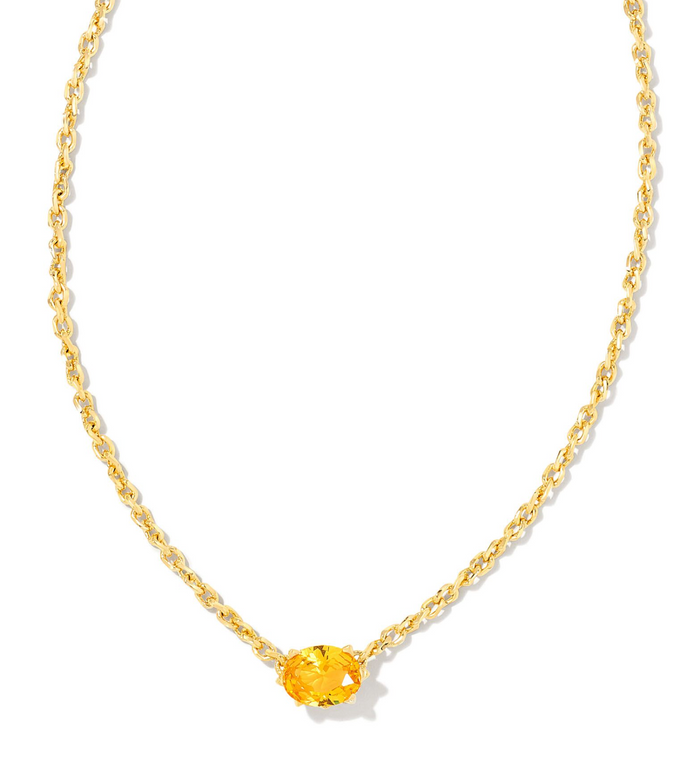 Cailin Crystal Pendant Necklace in Gold Golden Yellow Crystal
