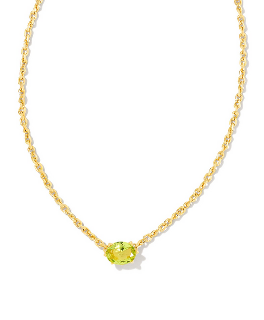 Cailin Crystal Pendant Necklace in Gold Light Green Crystal
