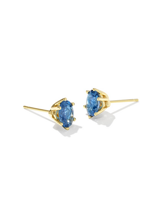 Cailin Gold Crystal Stud Earrings in Gold Blue Crystal