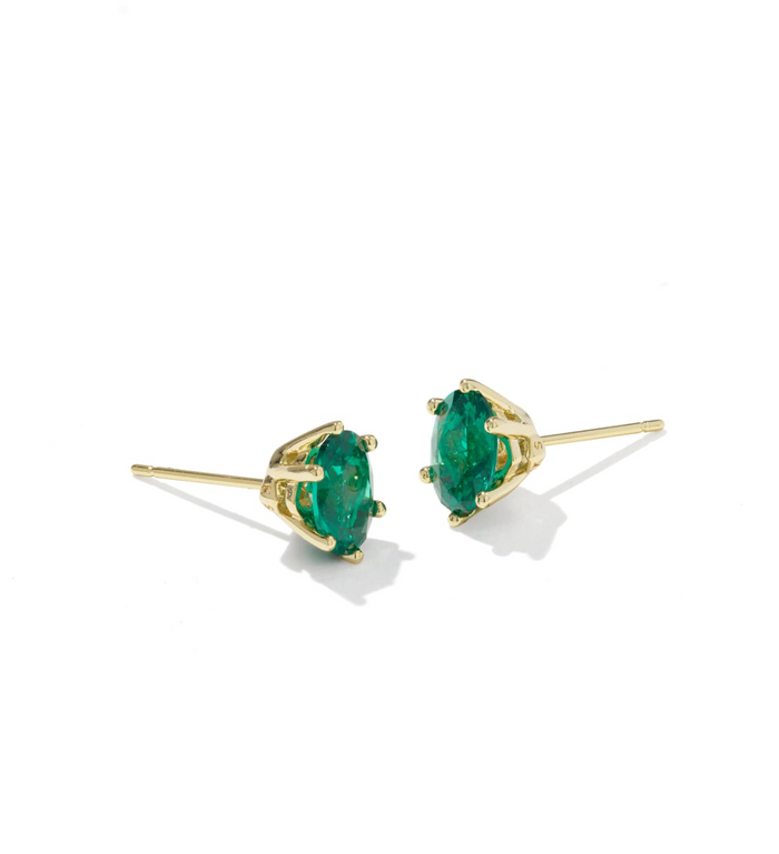 Cailin Gold Crystal Stud Earrings in Gold Green Crystal