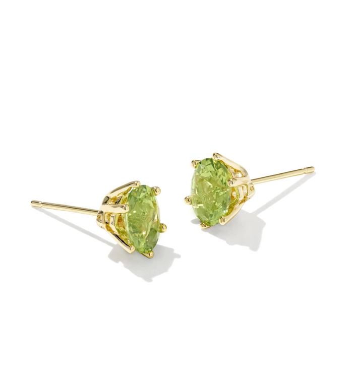Cailin Gold Crystal Stud Earrings in Gold Light Green Crystal