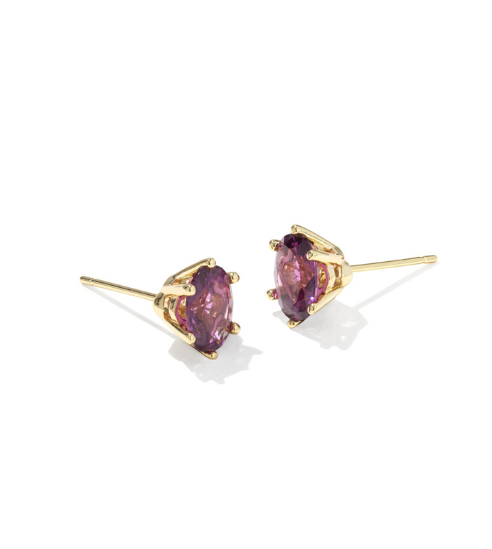 Cailin Gold Crystal Stud Earrings in Gold Purple Crystal