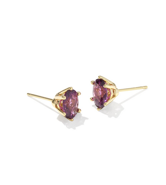 Cailin Gold Crystal Stud Earrings in Gold Purple Crystal