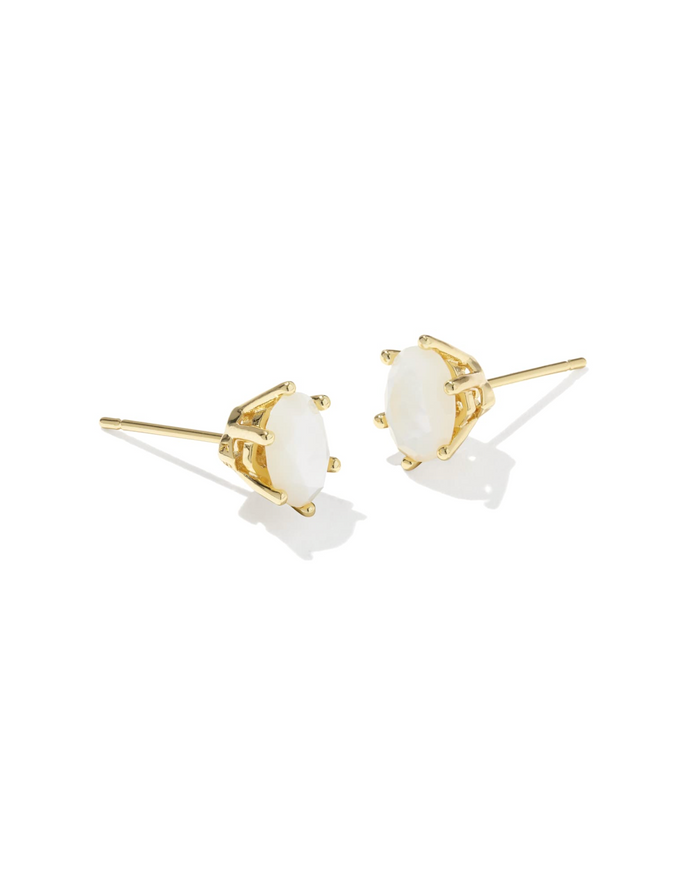 Cailin Gold Crystal Stud Earrings in Ivory MOP