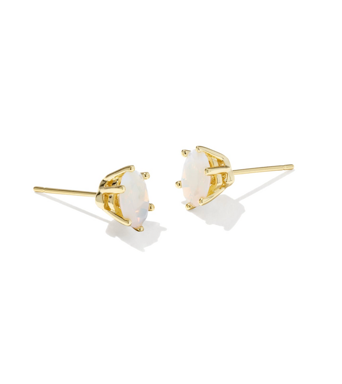 Cailin Gold Crystal Stud Earrings in White Iridescent Crystal