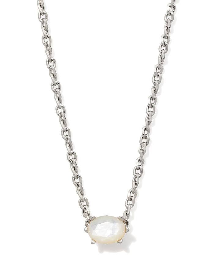 Cailin Pendant Necklace in Silver Ivory Mother of Pearl