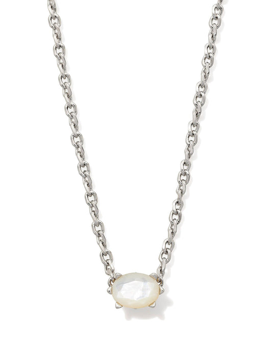 Cailin Pendant Necklace in Silver Ivory Mother of Pearl