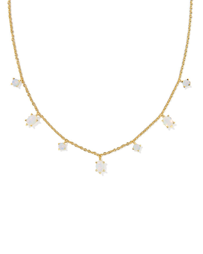 Cailin Strand Necklace in Gold White Iridescent Crystal