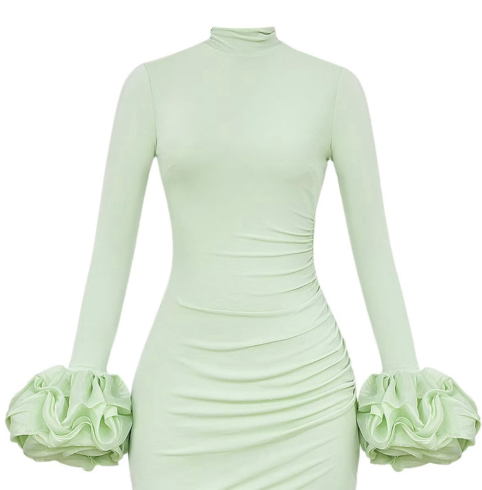 Camilla Pistachio Ruffle Cuff Mini Dress