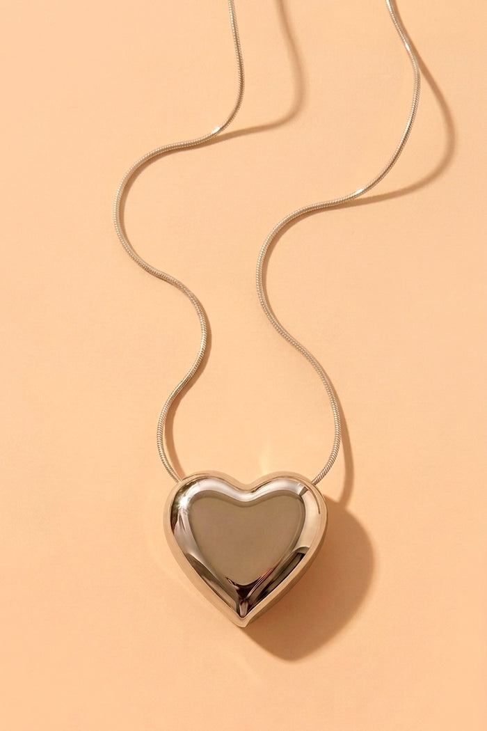 Peter + June - Can't Heartly Wait Necklace - Stainless Steel -