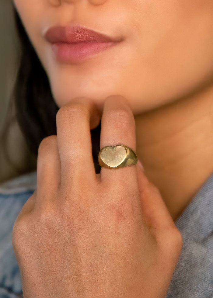 Peter + June - Can't Heartly Wait Ring - Raw Brass -