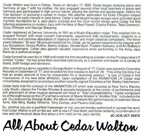Cedar Walton - Animation (1978 PROMO)