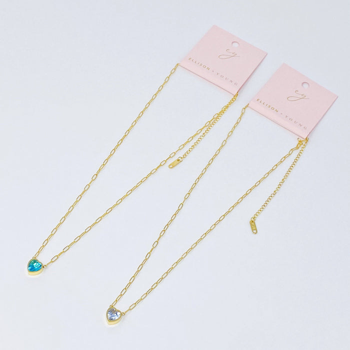 Chained To My Heart Necklace: Clear