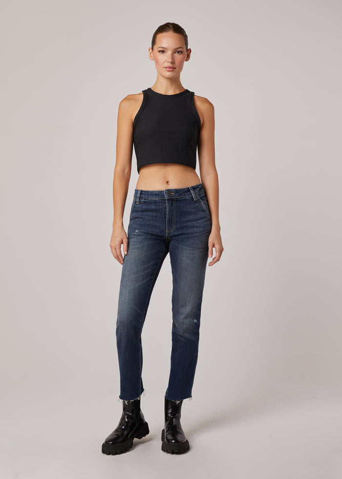 Edyson - Charlie High Rise Utility Straight Jeans - Dark Newbury -