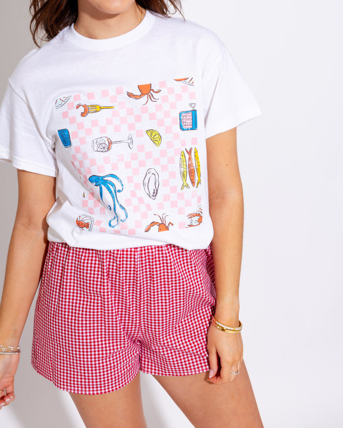 Checkered Beach Graphic Tee