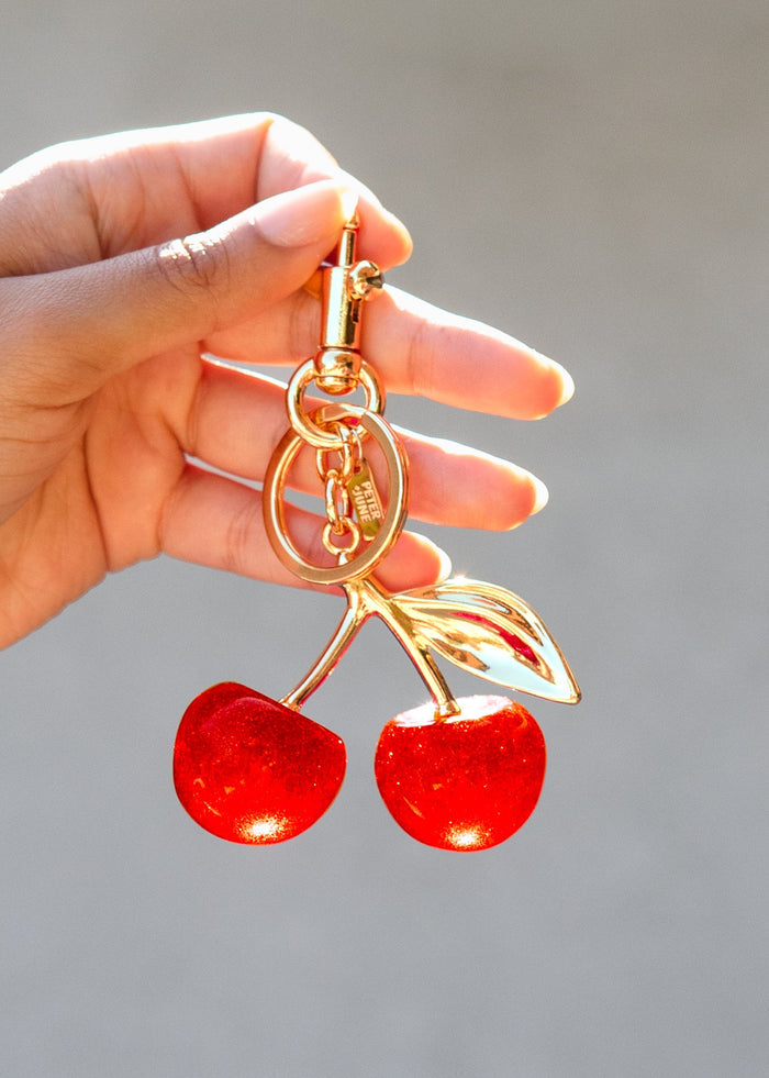 Peter + June - Cherry Cola Bag Charm - 18K Gold Plated + Red -